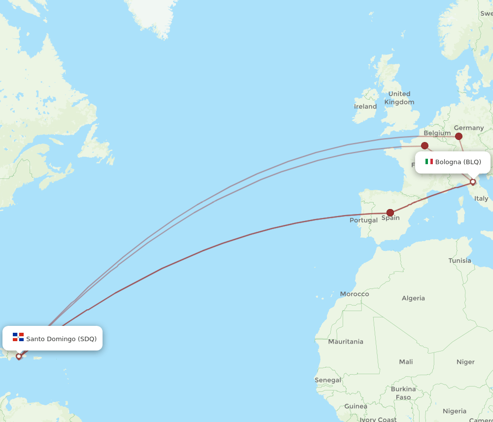 SDQ-BLQ flight routes