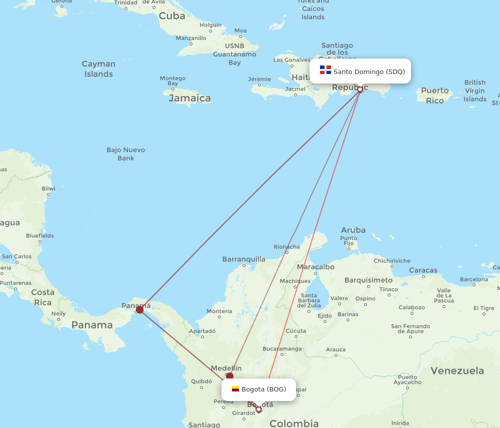 SDQ-BOG flight routes