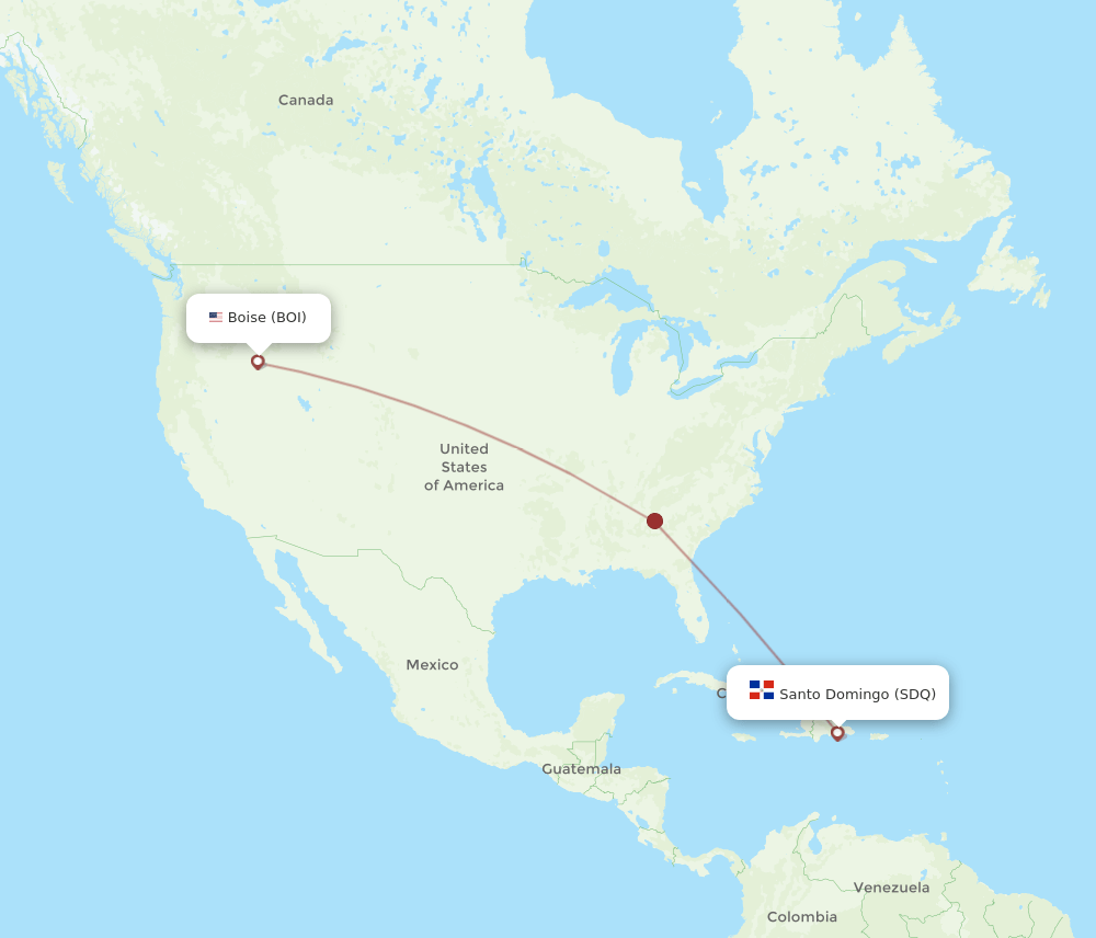 SDQ to BOI flights and routes map