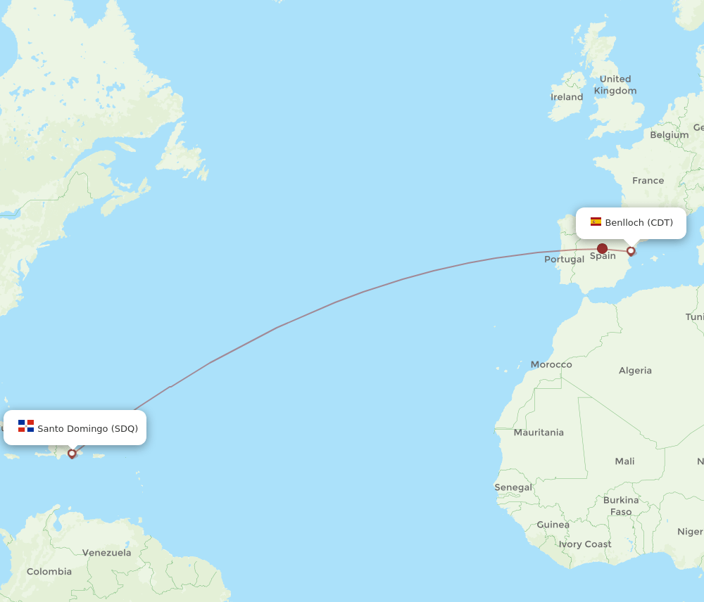 Benlloch - Santo Domingo route map and flight paths