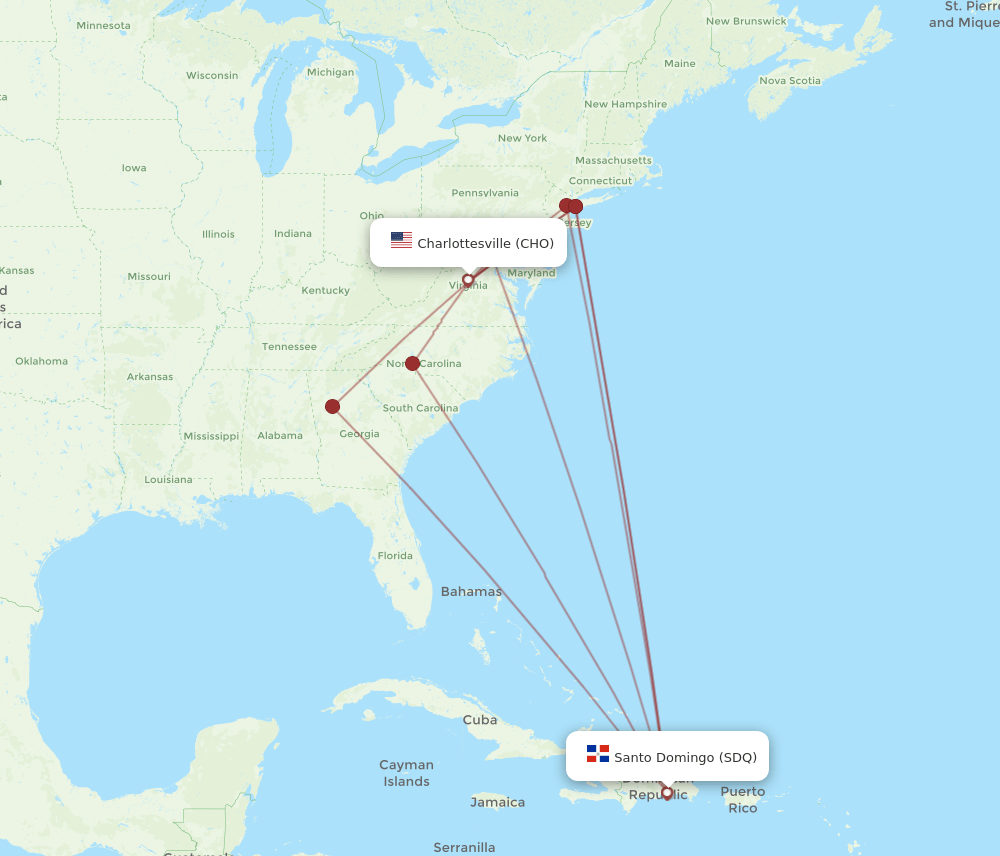 SDQ to CHO flights and routes map