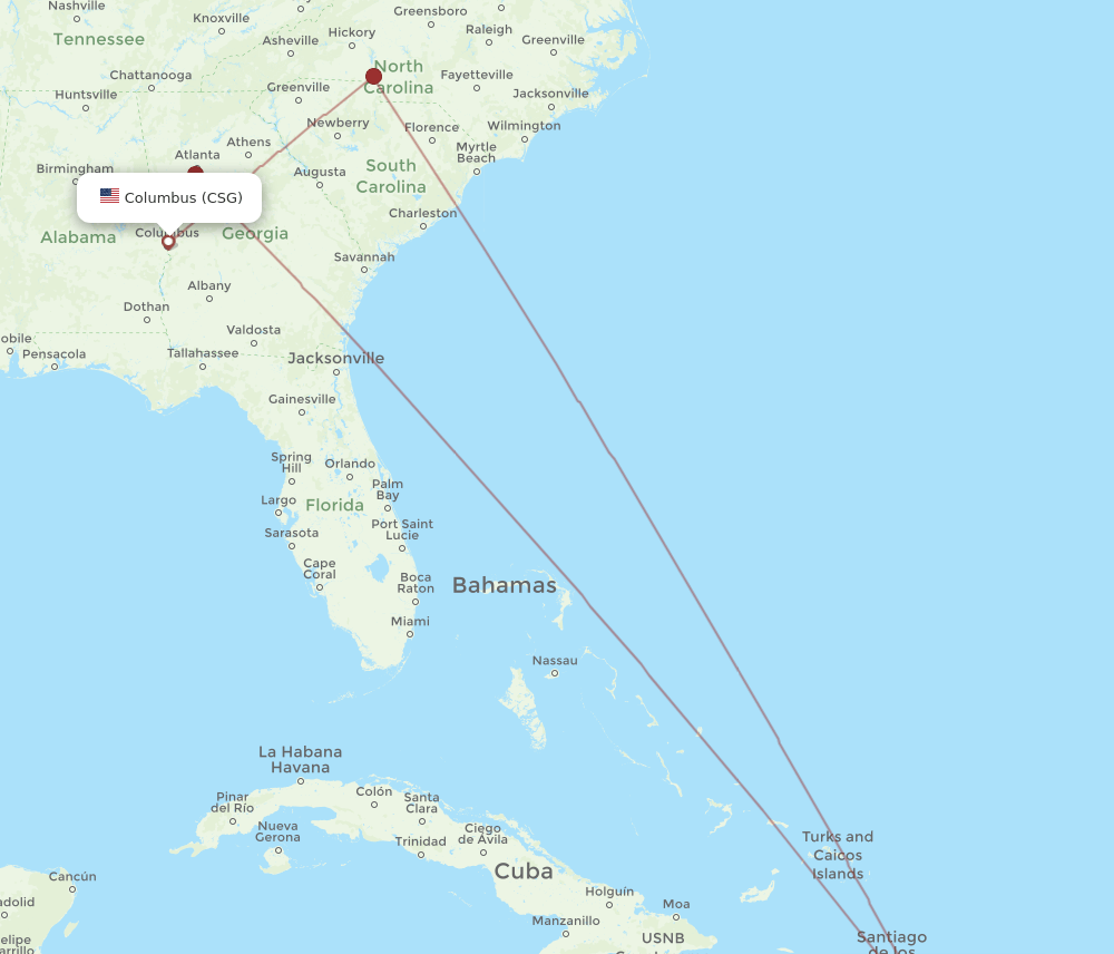 SDQ-CSG flight routes
