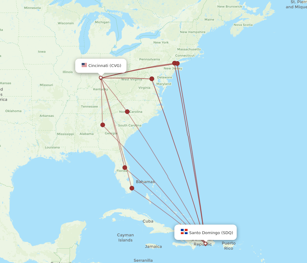 SDQ-CVG flight routes