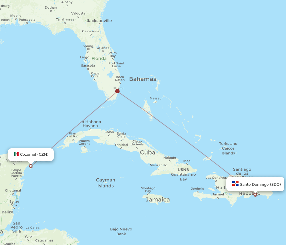 SDQ to CZM flights and routes map