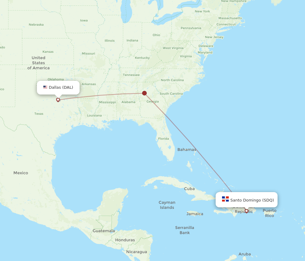 DAL to SDQ flights and routes map