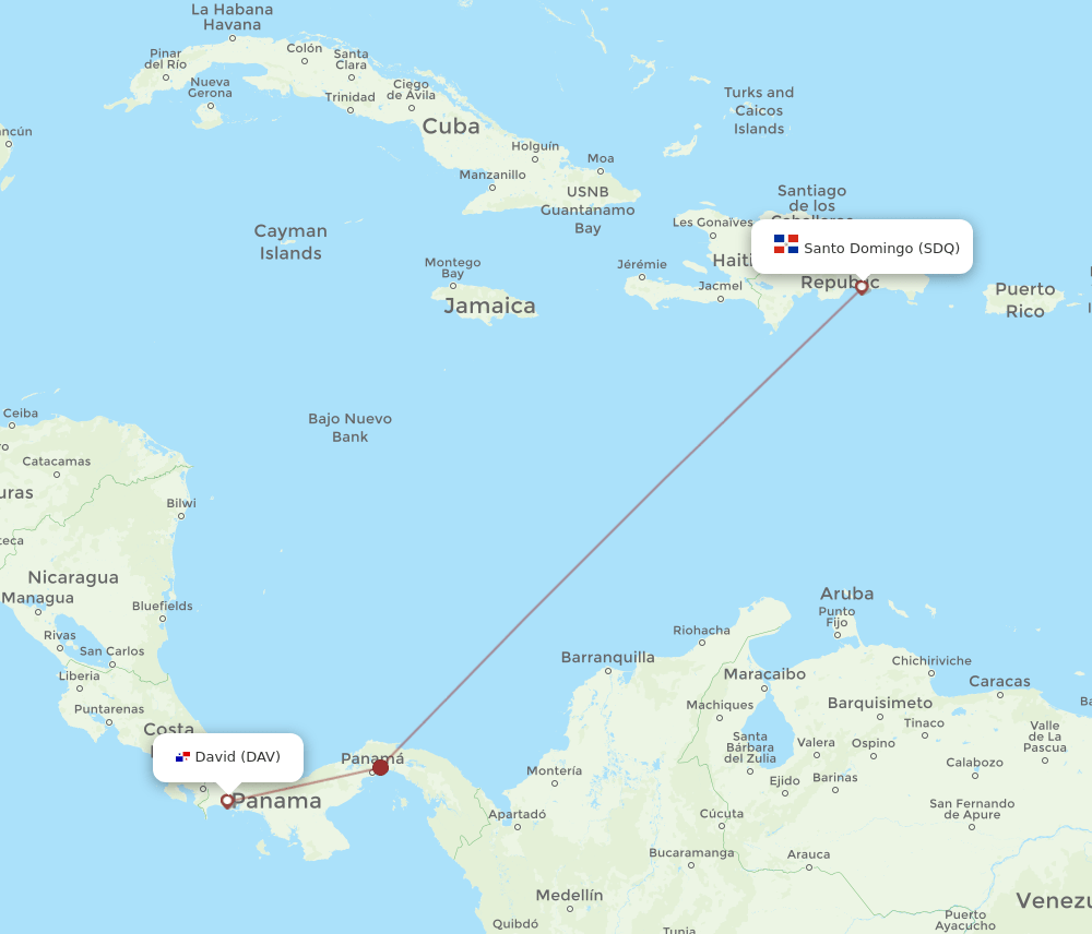 SDQ-DAV flight routes