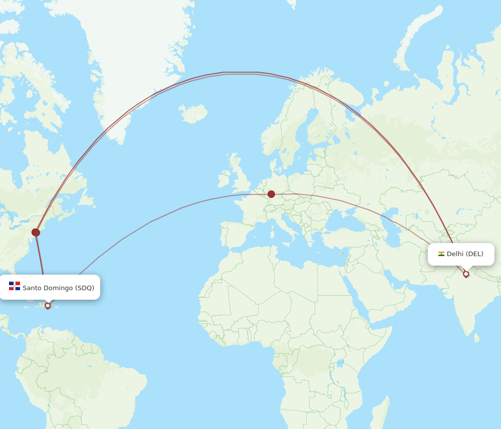 SDQ-DEL flight routes
