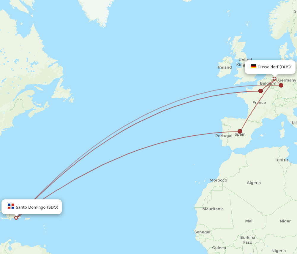 SDQ-DUS flight routes