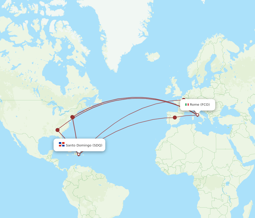 SDQ-FCO flight routes
