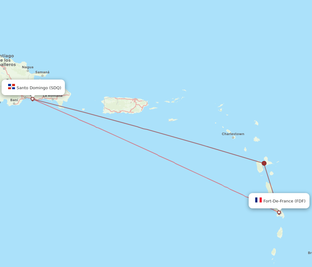 SDQ-FDF flight routes
