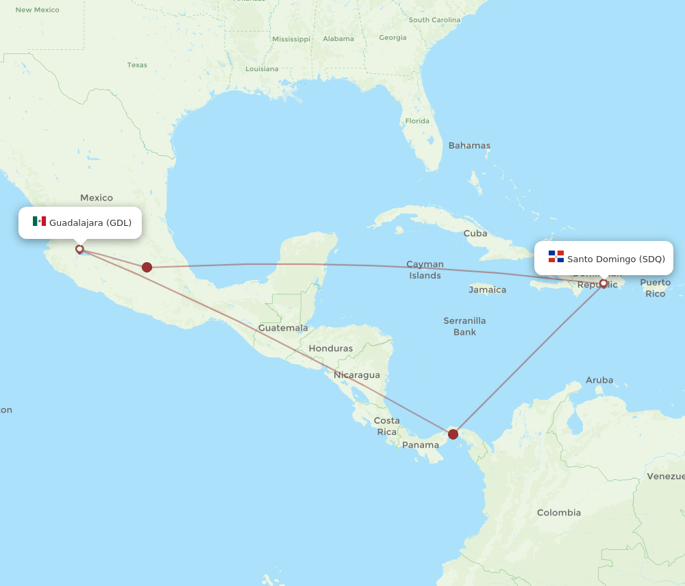 SDQ-GDL flight routes