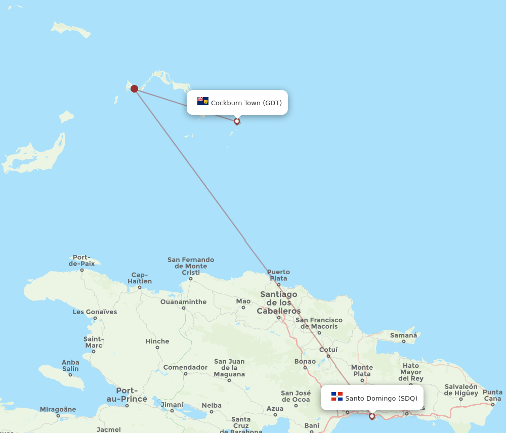 SDQ to GDT flights and routes map
