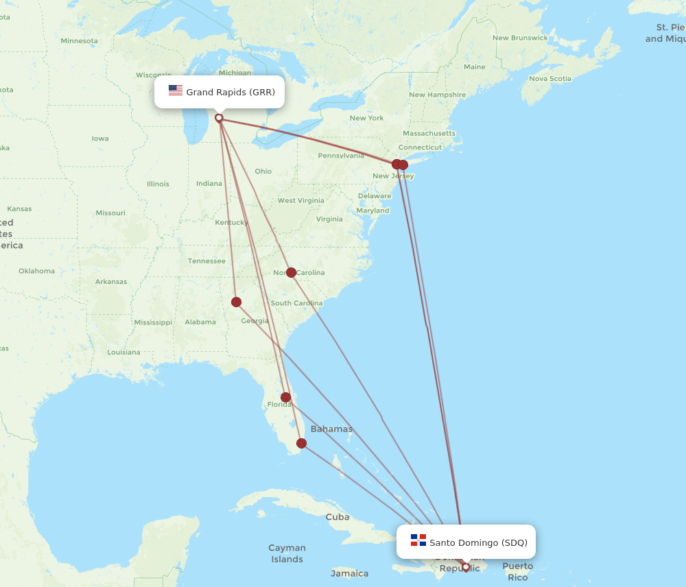 SDQ-GRR flight routes