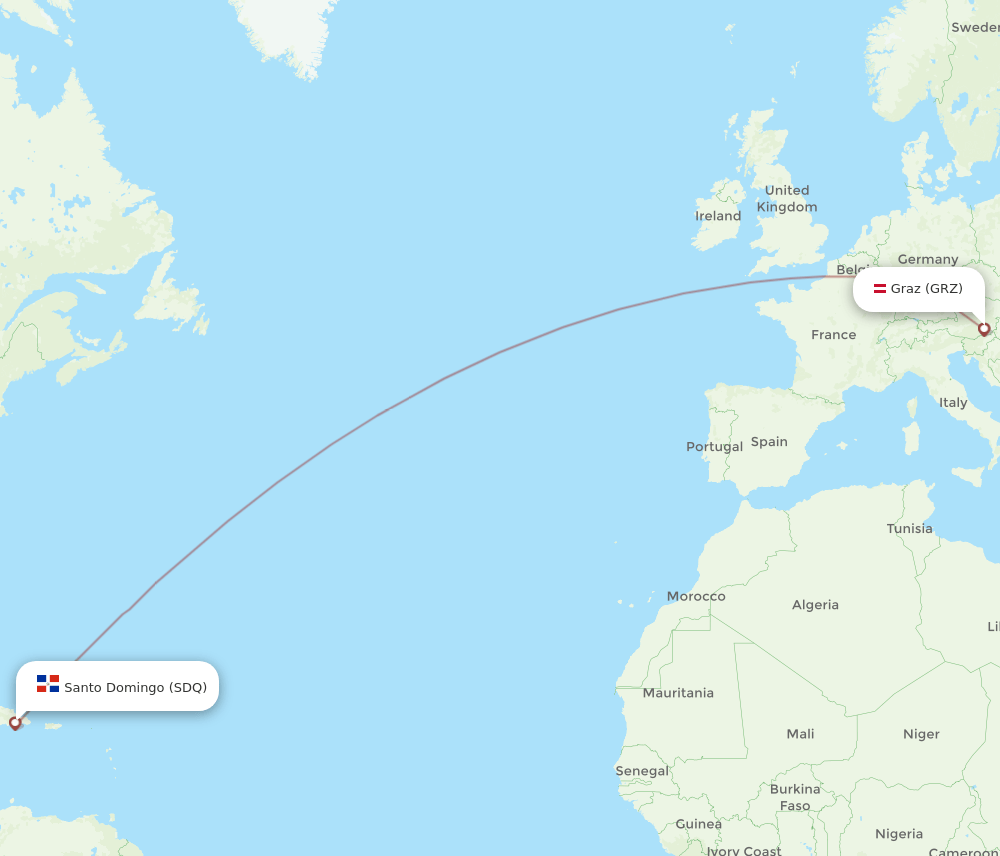 SDQ-GRZ flight routes