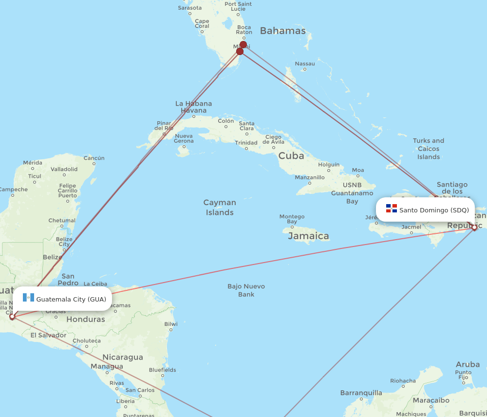 SDQ-GUA flight routes