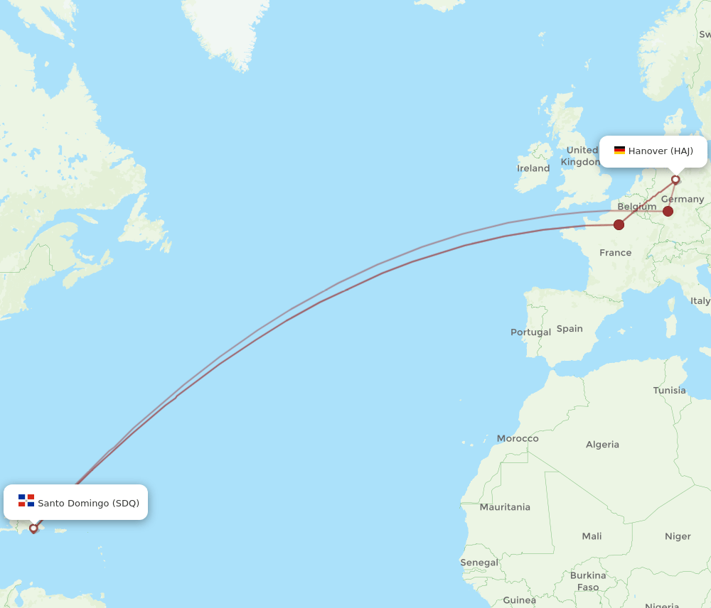 SDQ-HAJ flight routes