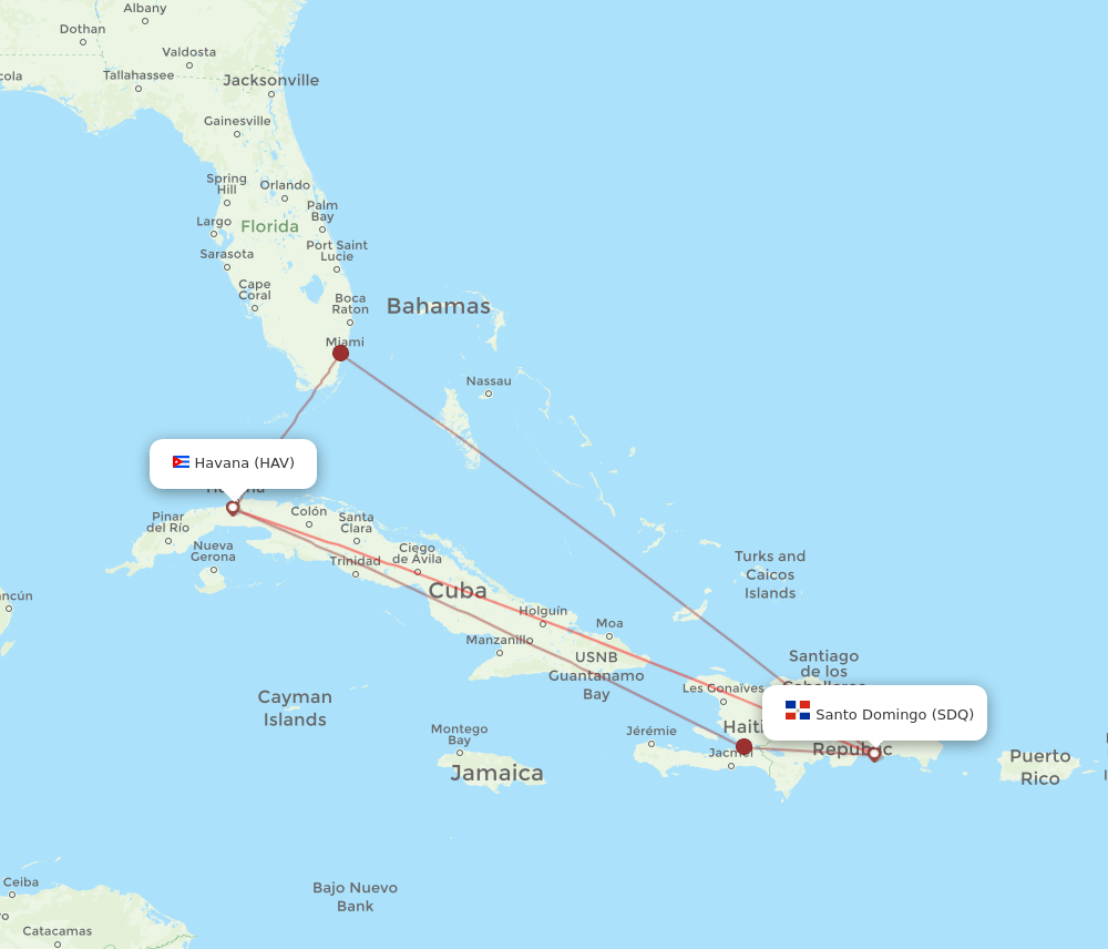 SDQ-HAV flight routes