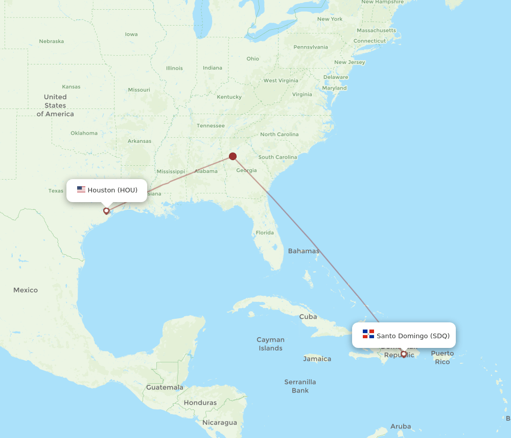 SDQ-HOU flight routes