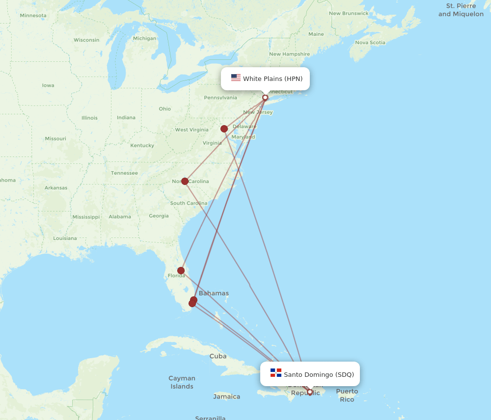 SDQ-HPN flight routes