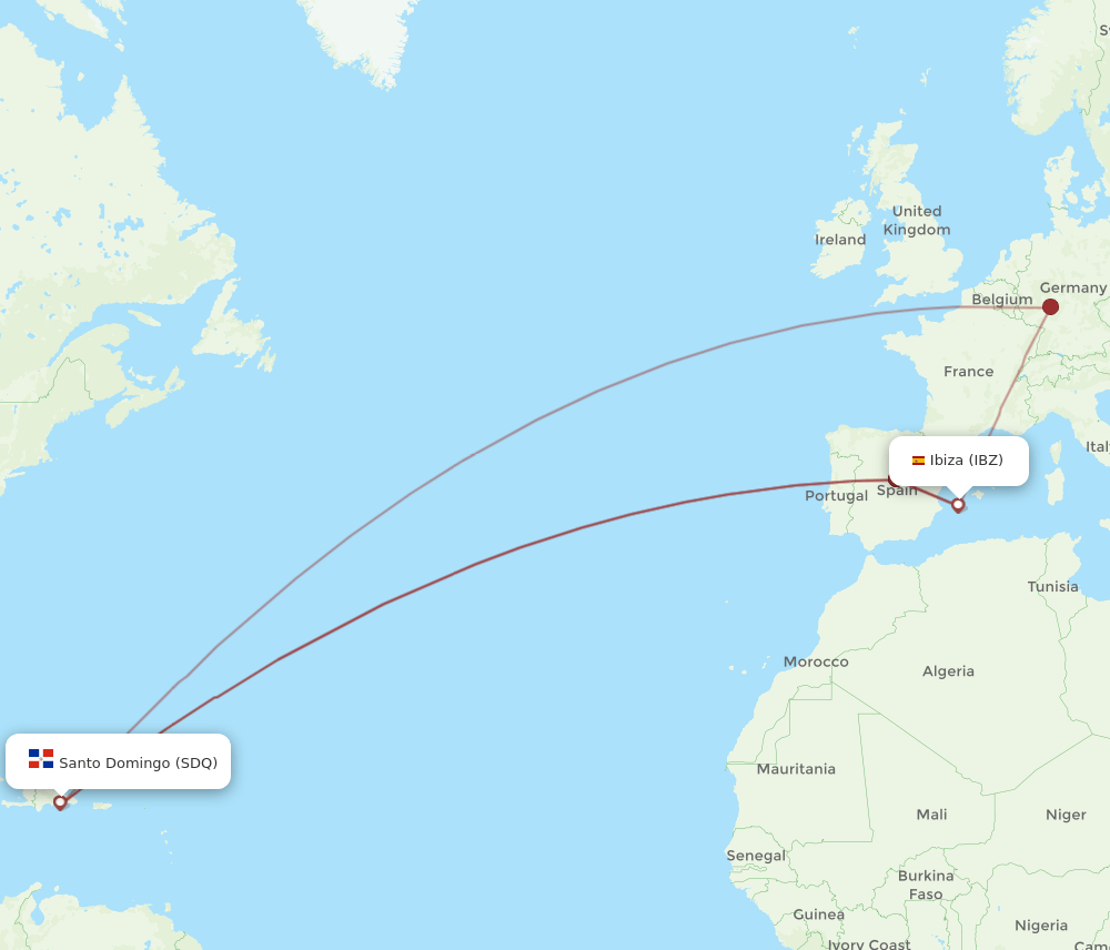 SDQ-IBZ flight routes