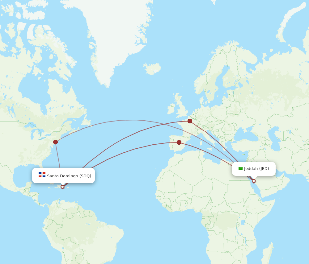 SDQ-JED flight routes