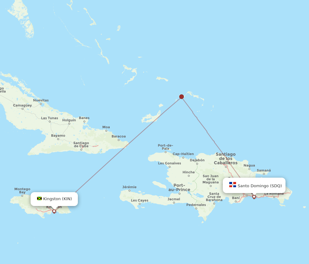 SDQ to KIN flights and routes map