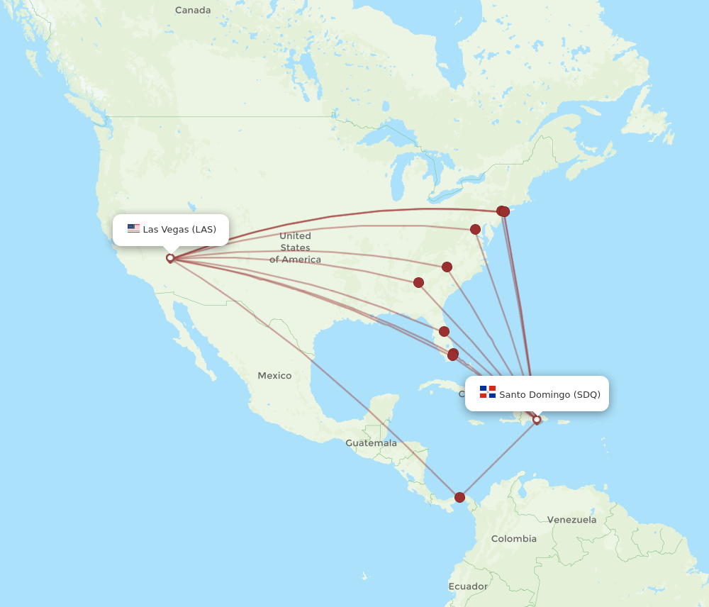 SDQ-LAS flight routes
