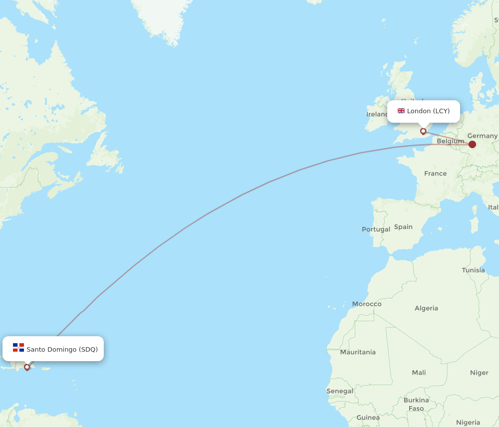 SDQ-LCY flight routes