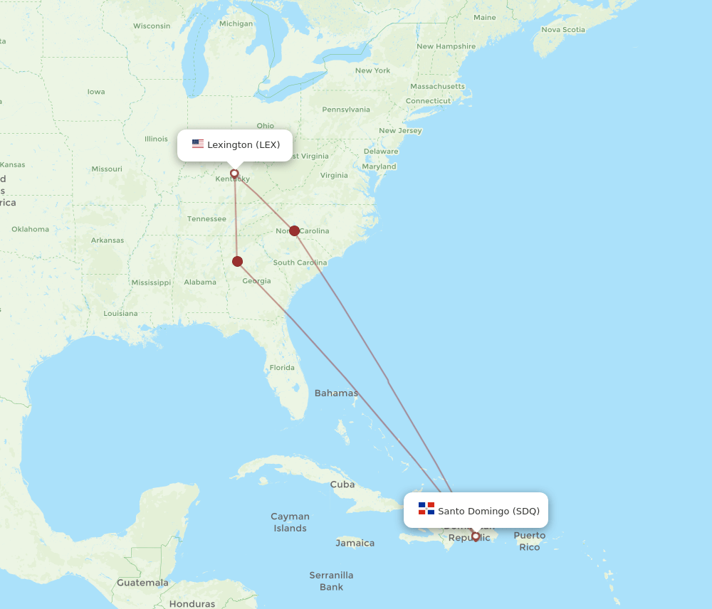 SDQ-LEX flight routes