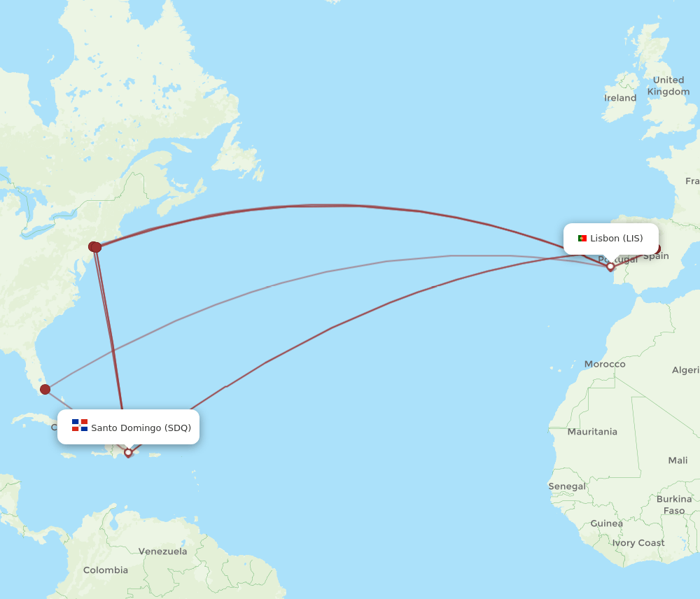 SDQ-LIS flight routes