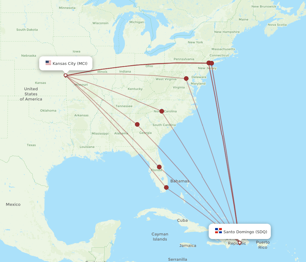 SDQ-MCI flight routes