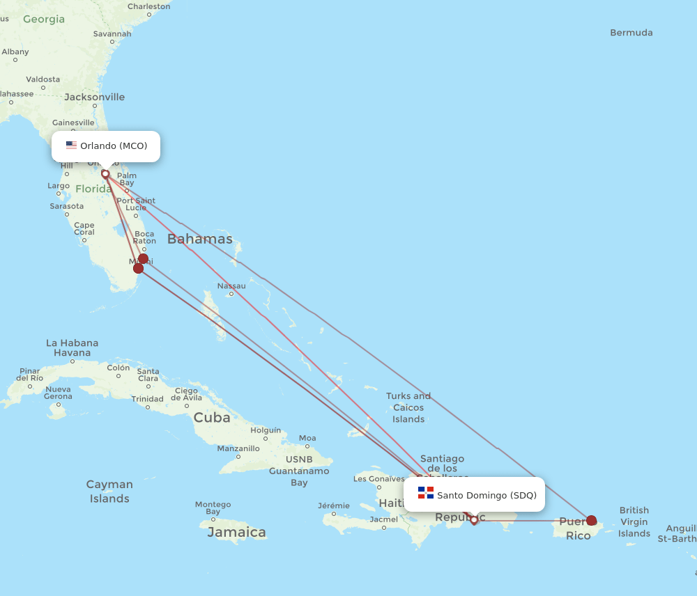 SDQ-MCO flight routes