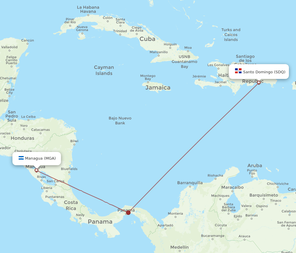 SDQ-MGA flight routes