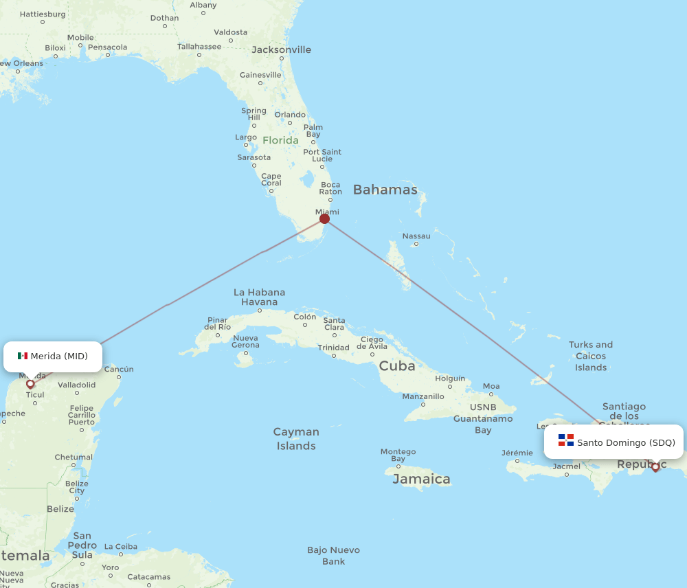 SDQ-MID flight routes