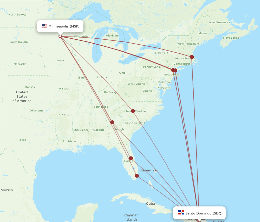 SDQ-MSP flight routes
