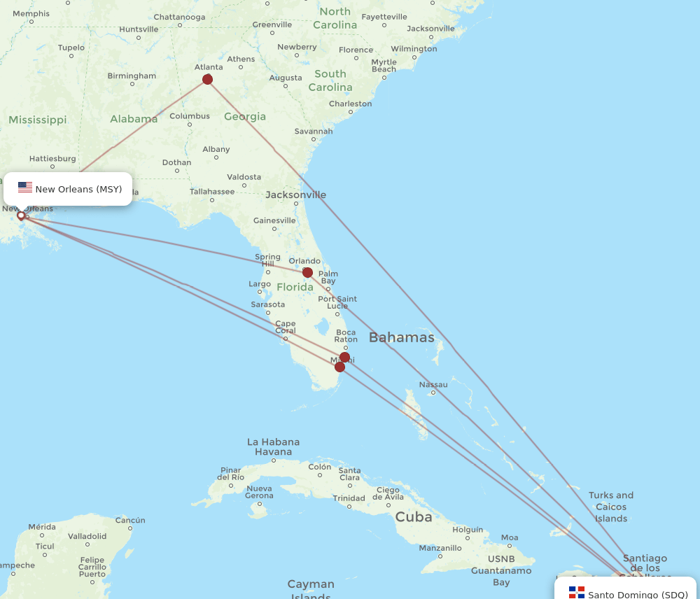 SDQ-MSY flight routes