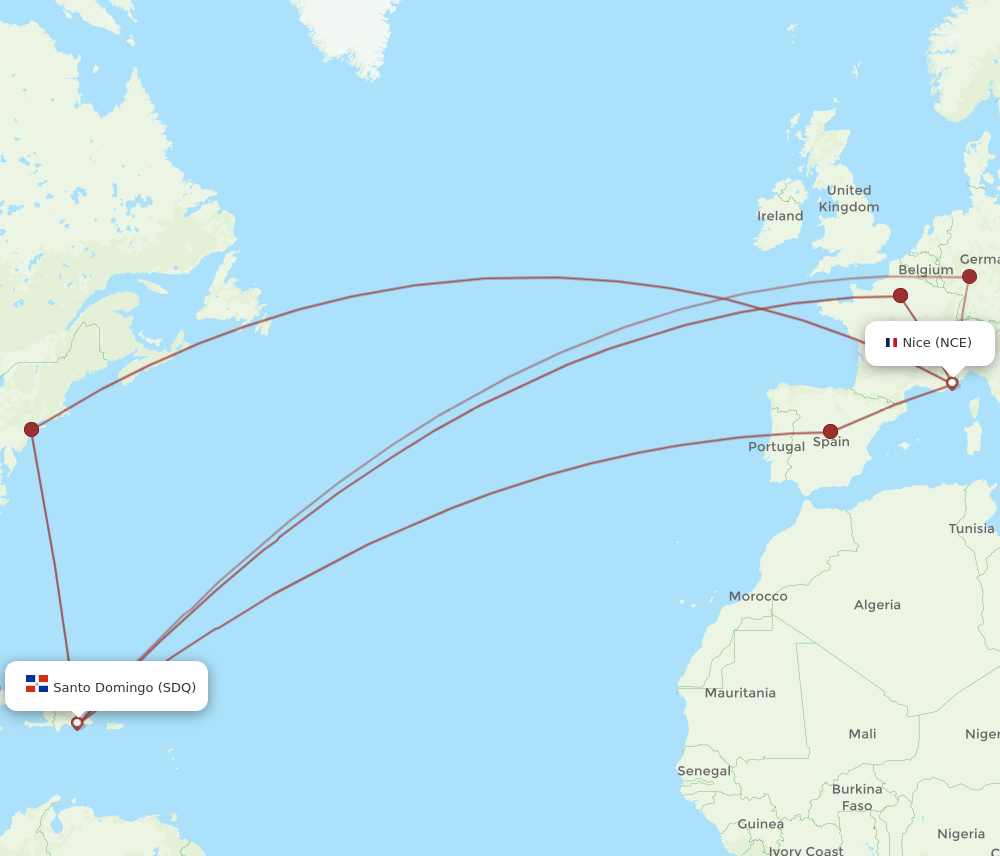 SDQ-NCE flight routes