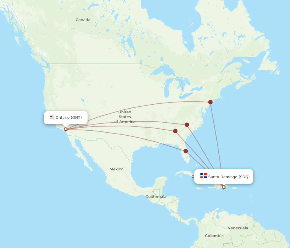 SDQ-ONT flight routes