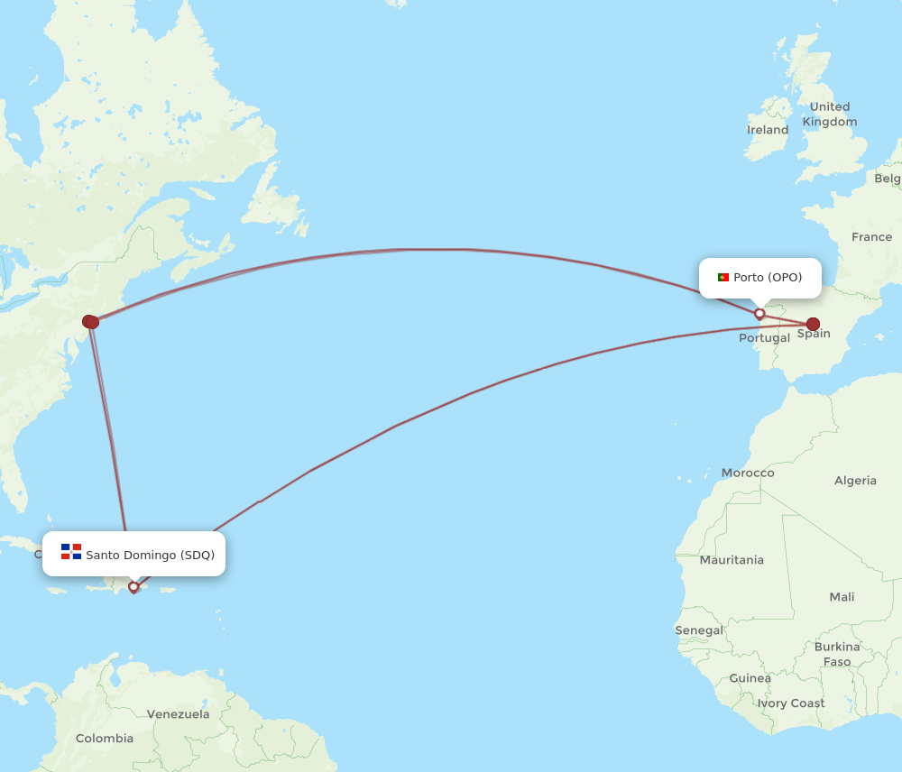 SDQ-OPO flight routes