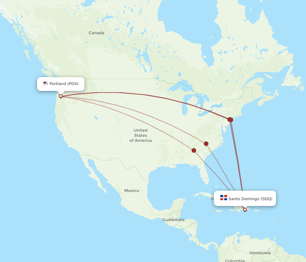 SDQ-PDX flight routes