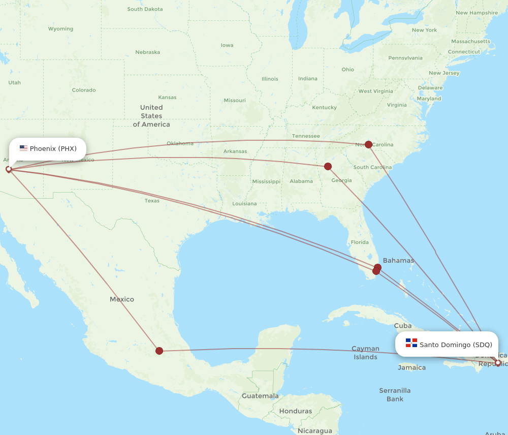 SDQ-PHX flight routes