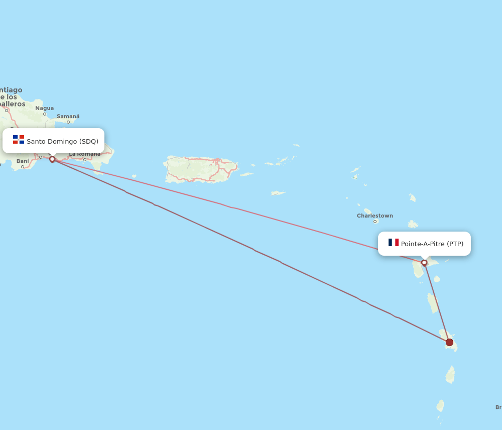 SDQ-PTP flight routes