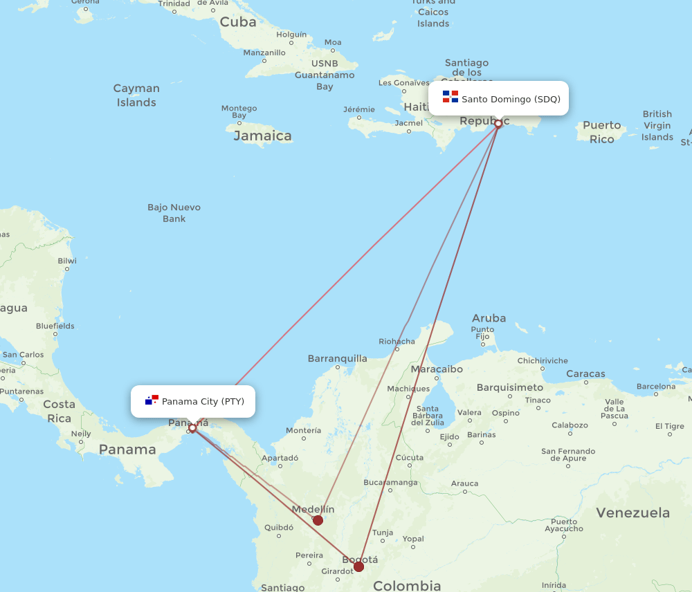 SDQ-PTY flight routes