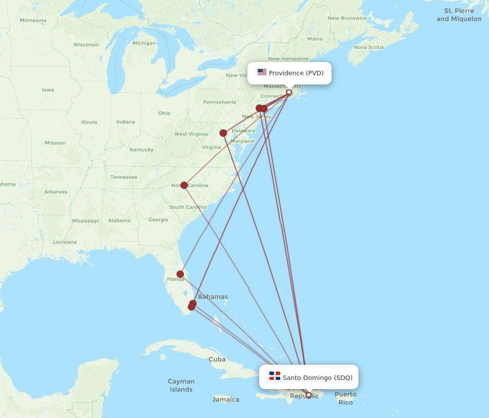 SDQ-PVD flight routes