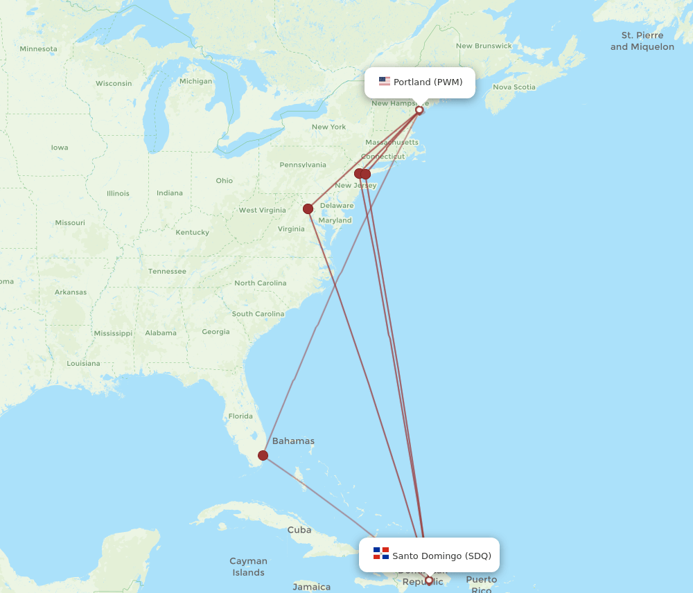SDQ-PWM flight routes