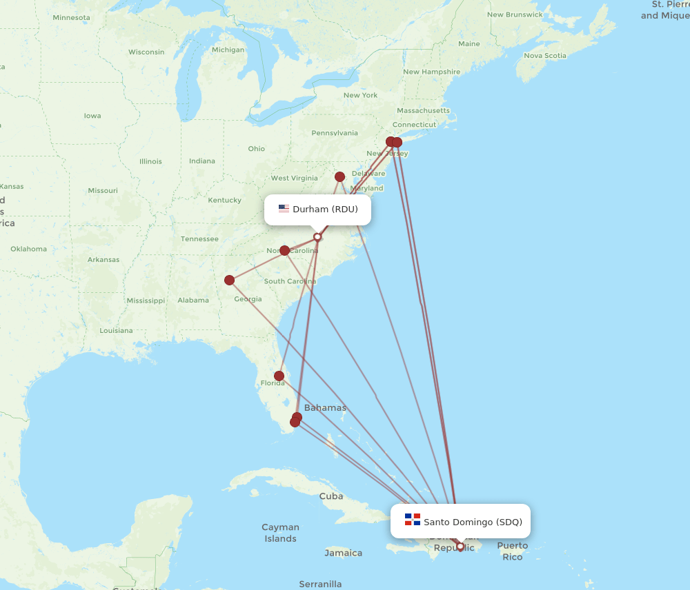 SDQ-RDU flight routes