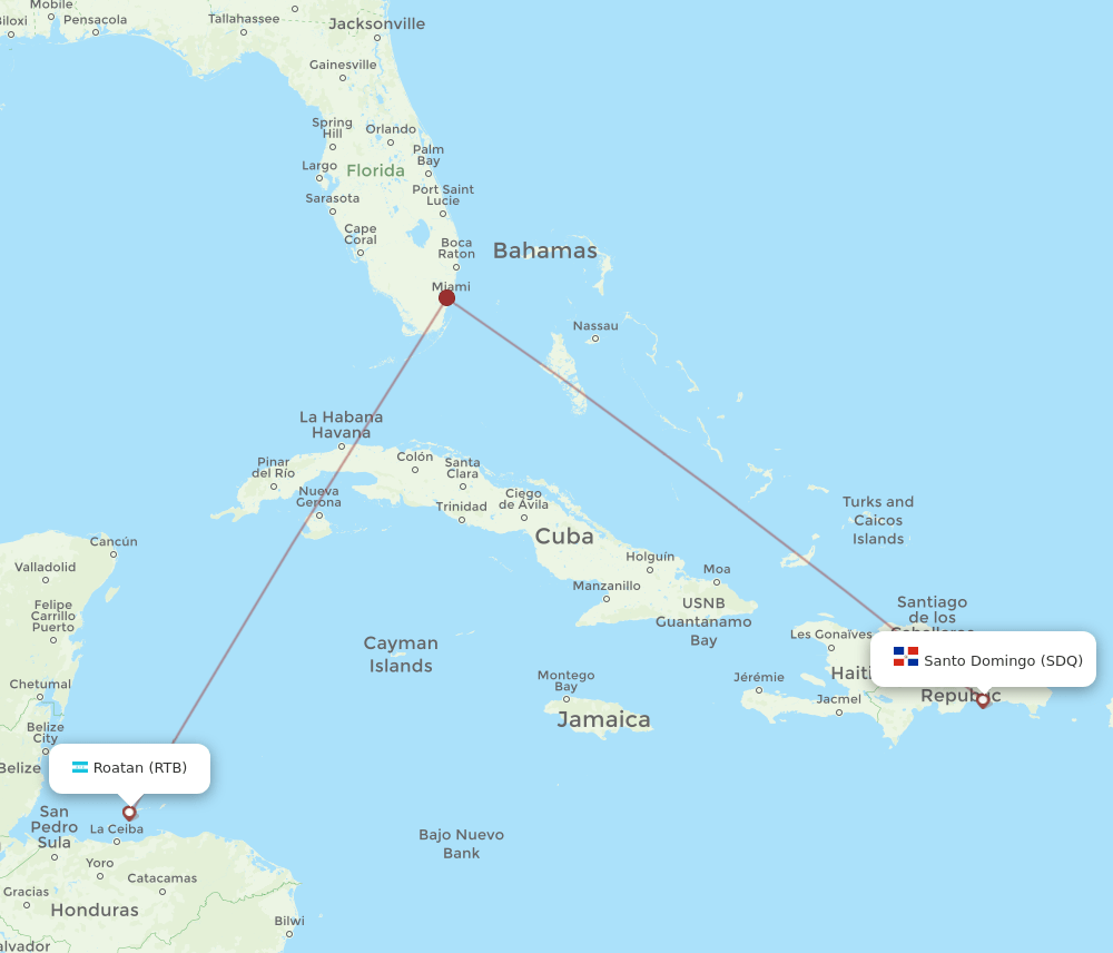 SDQ-RTB flight routes
