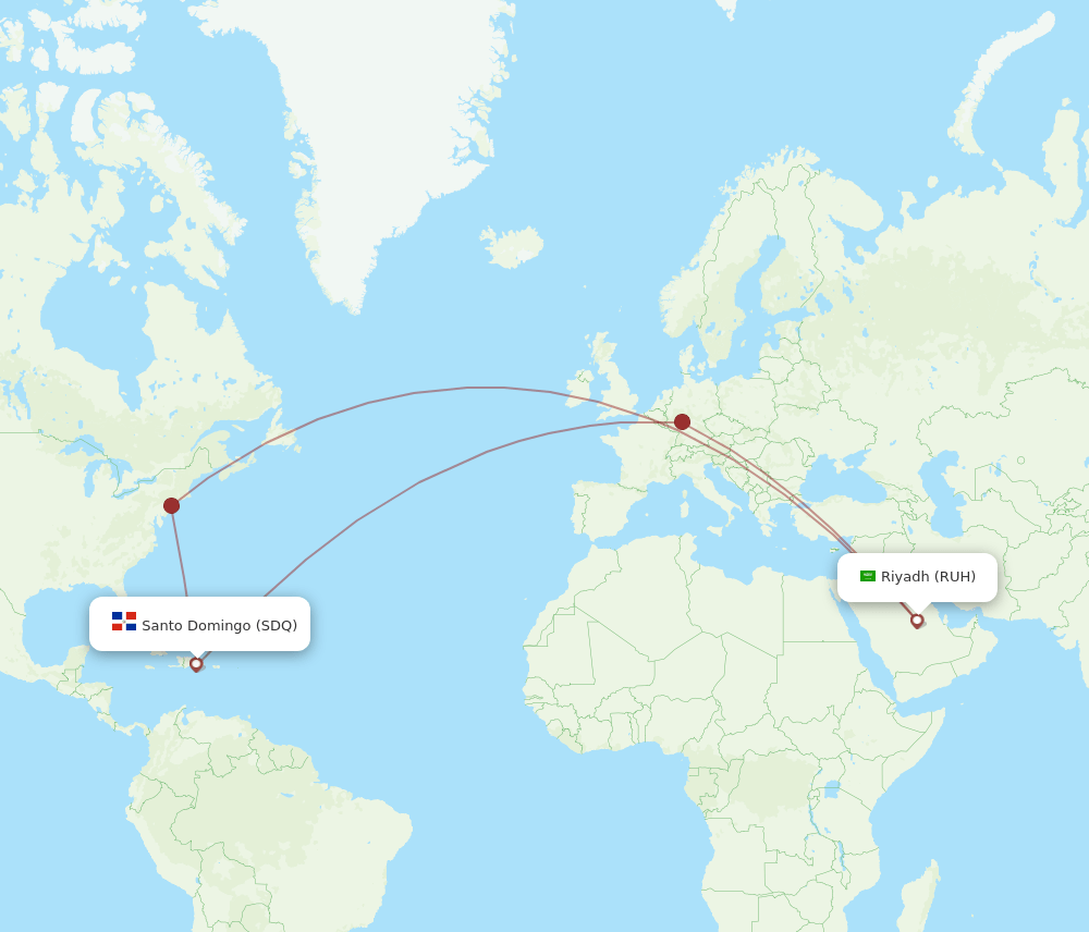 SDQ-RUH flight routes