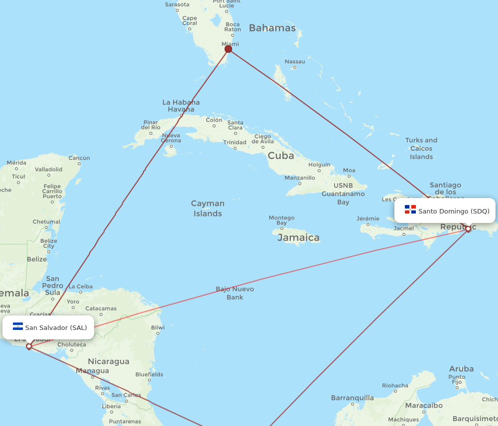 SDQ to SAL flights and routes map
