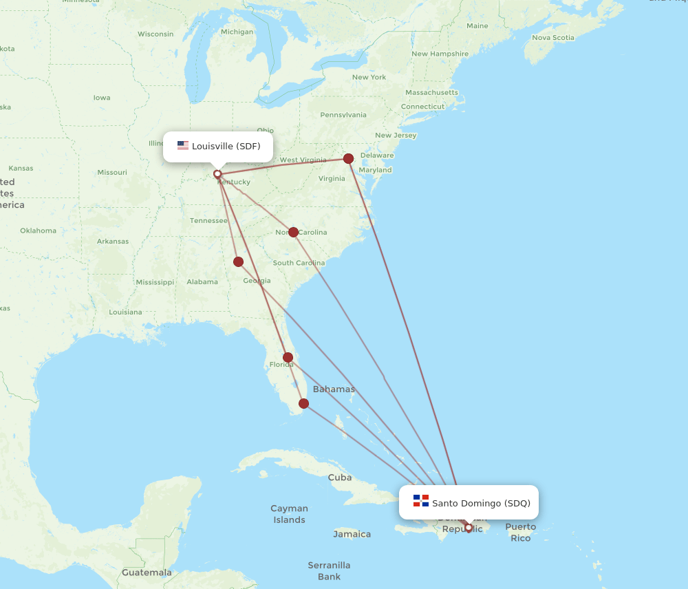 SDQ-SDF flight routes